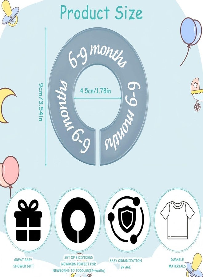 ForraFun 8 Pcs Baby Closet Dividers Unisex Baby Clothes Organizers Clear Labels for Nursery Closet Organizer & Decor Nursery Fits Most Rods(Modern,Cool Colors) - Image 2